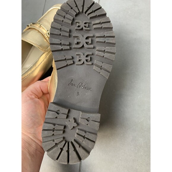 Sam Edelman Kids Tully Mini Metalic Gold  Loafers 3M Preowned Black Platform Gir - Picture 6 of 6